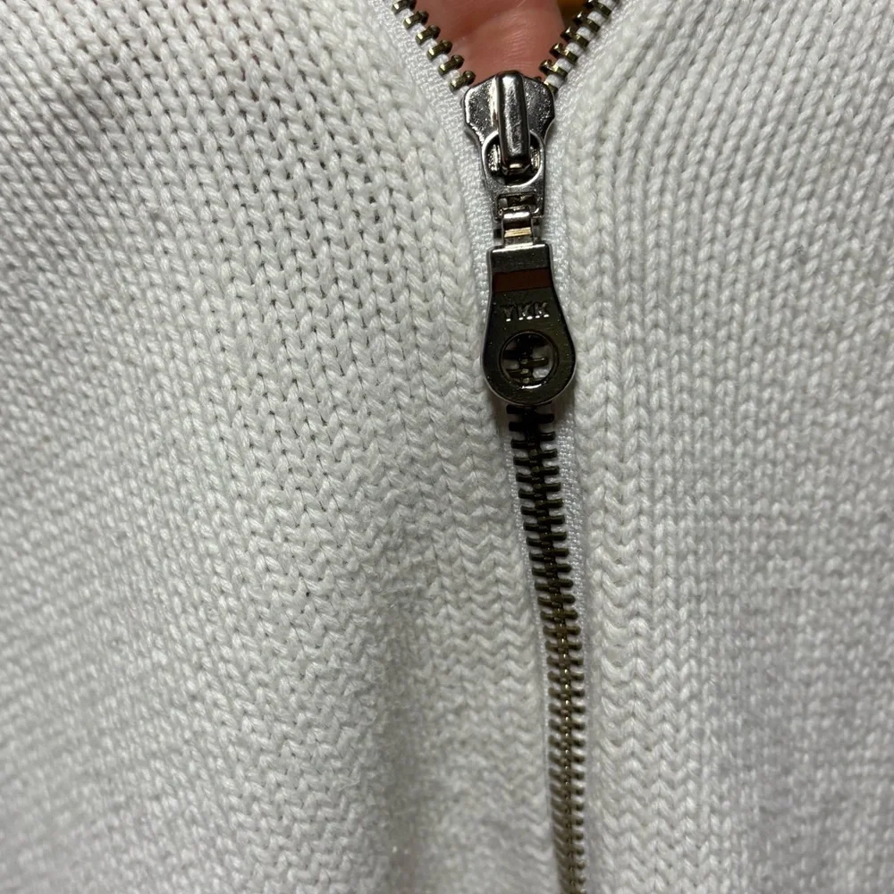 J. Crew white, knit full zipper hoodie, size large